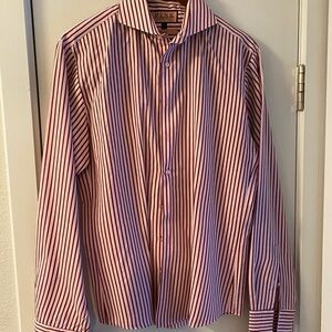 Men’s Thomas Pink Dress Shirt-French Cuff-Red